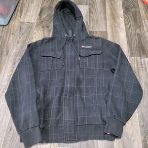 Element‎ Skateboards Full Zip Hoodie Mens Small Plaid Gray Pockets Logo